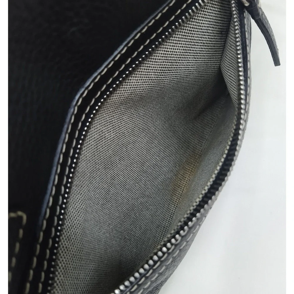 Dooney & Bourke Black Pebbled Leather Double Handles Zipper Satchel Shoulder Bag